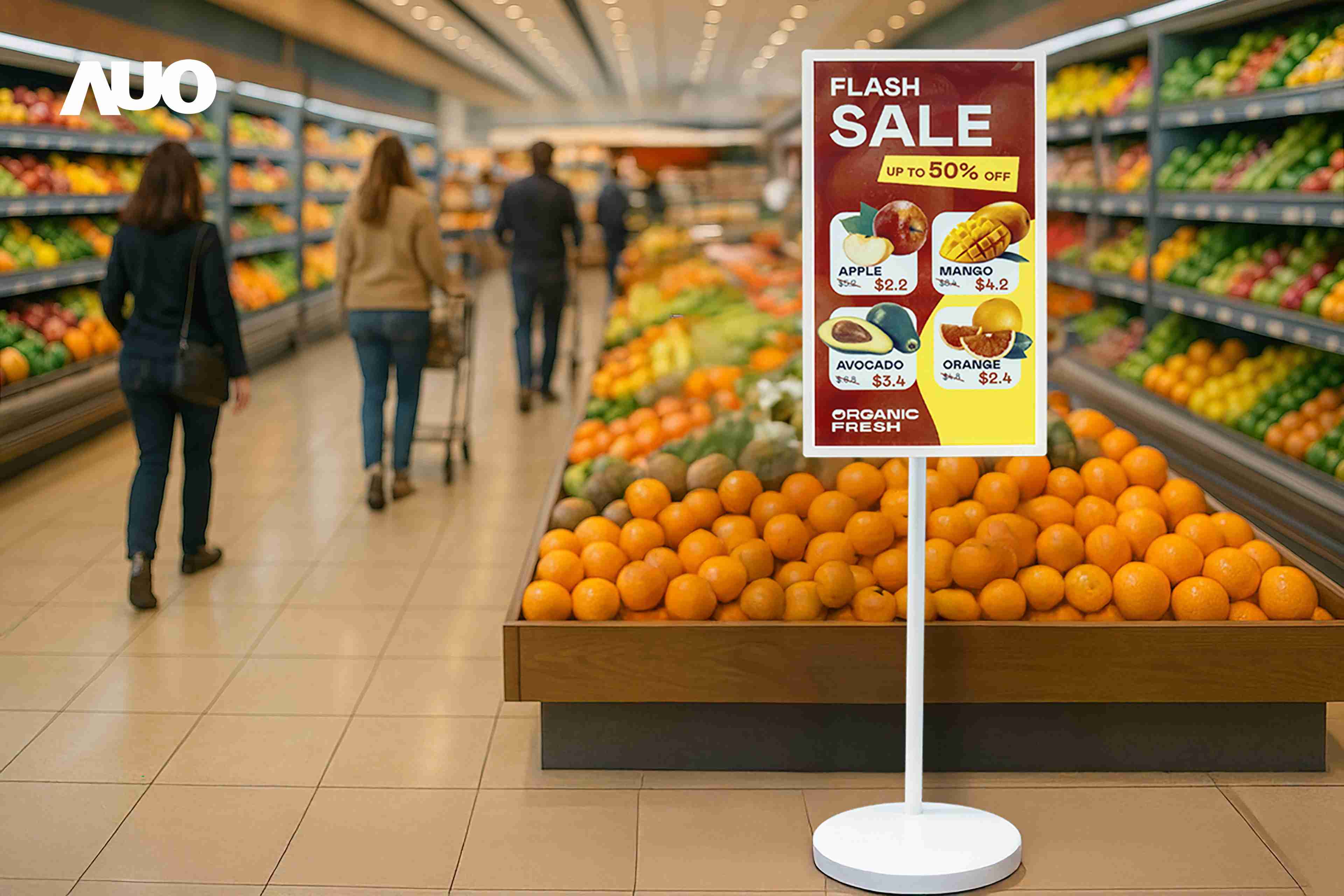 达擎首亮相低功耗、、、全彩的〝aecoPost电子纸解决方案〞，，，，仅在更新画面时需要微量的电力驱动，，无需布建电线的便捷设计，，使其可灵活应用、、、随意置放，，，并可透过云端或行动装置app，，轻松管理及排程广告内容，，，晋升店头营销利器。。。